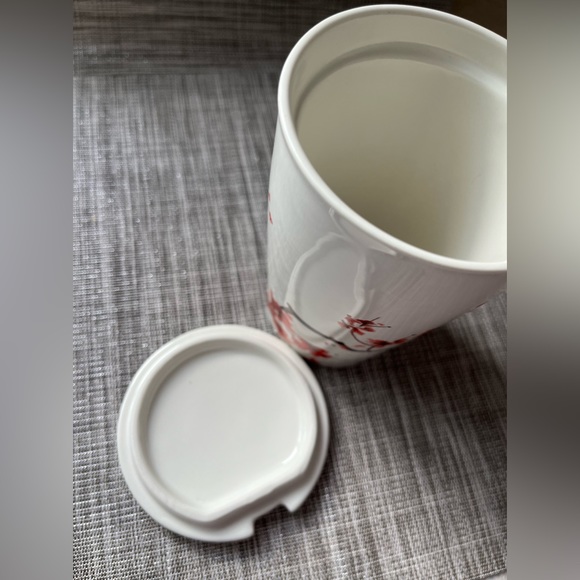 Tea Forte Cherry Blossom Flowers Tall Ceramic Tea Cup Mug With Lid No Infuser - Picture 5 of 10